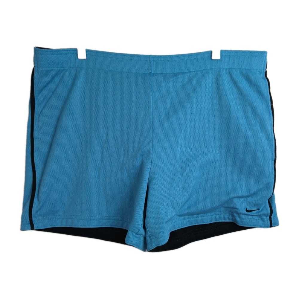 Nike Athletic Shorts Women's Size L (12-14) Blue w/ Black Accents Drawstring